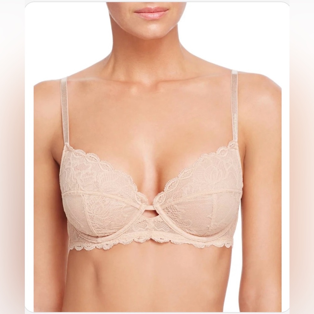 CALVIN KLEIN Seductive Comfort Lace Bare Nude Unlined Bra Womens 44DD QF1741